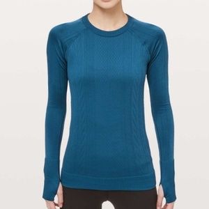 Lululemon Rest Less Pullover Carbon Blue / Carbon Blue Size 2 Cable Pattern